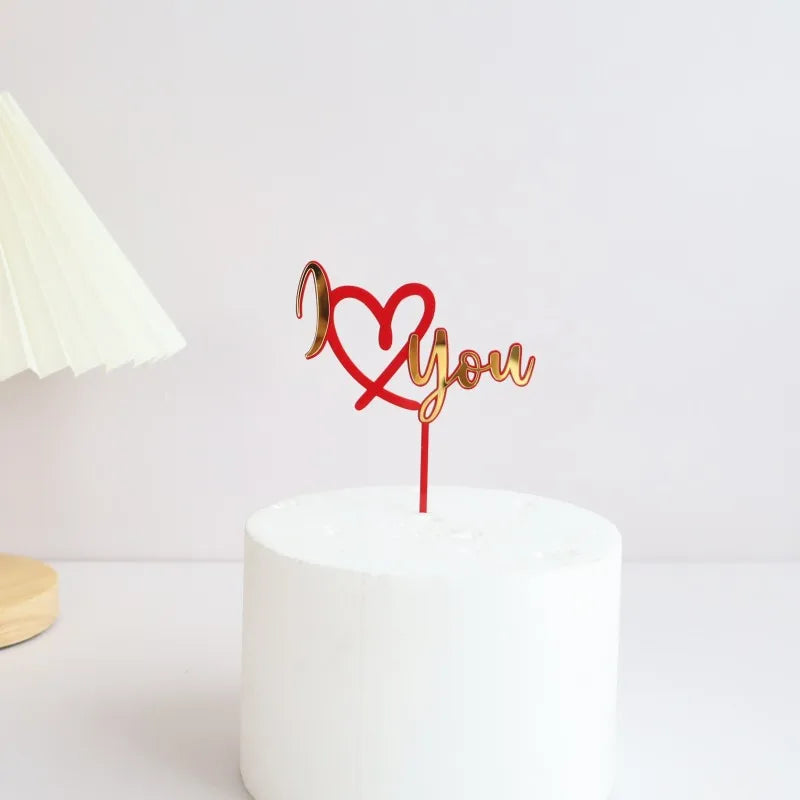 Big Red Love Wedding & Engagement Party Cake Toppers Acrylic Love Valentine's Day Cake Topper for Wedding Party Cake Decorations