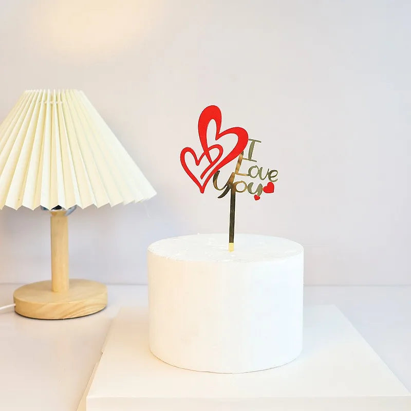 Big Red Love Wedding & Engagement Party Cake Toppers Acrylic Love Valentine's Day Cake Topper for Wedding Party Cake Decorations