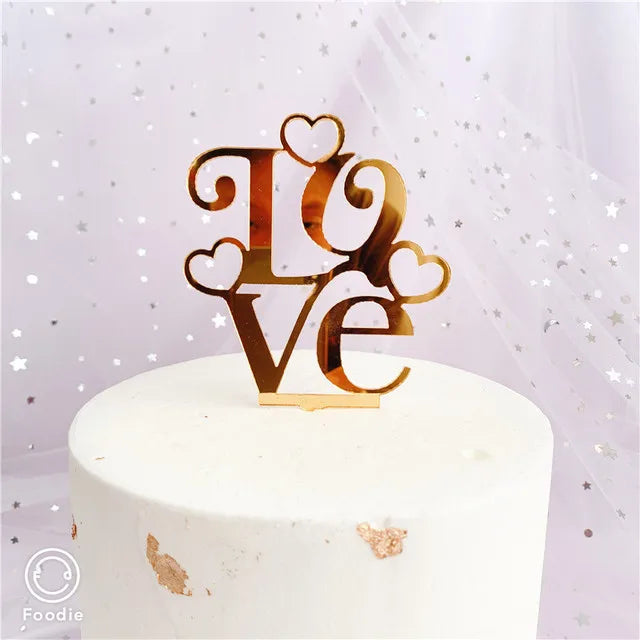 Big Red Love Wedding & Engagement Party Cake Toppers Acrylic Love Valentine's Day Cake Topper for Wedding Party Cake Decorations