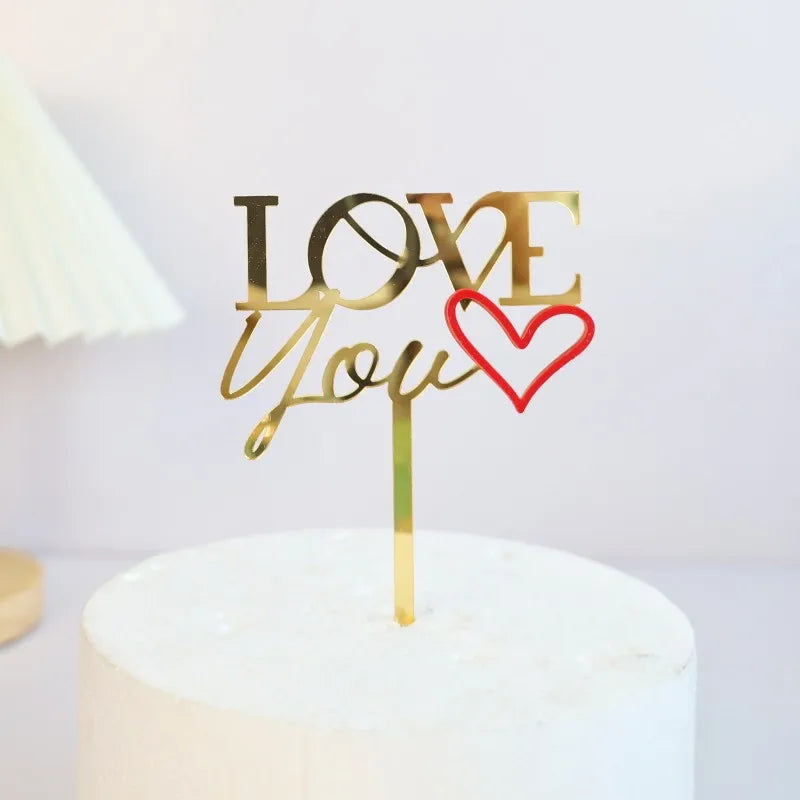 Big Red Love Wedding & Engagement Party Cake Toppers Acrylic Love Valentine's Day Cake Topper for Wedding Party Cake Decorations