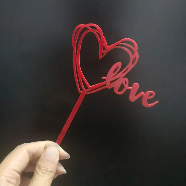 Big Red Love Wedding & Engagement Party Cake Toppers Acrylic Love Valentine's Day Cake Topper for Wedding Party Cake Decorations