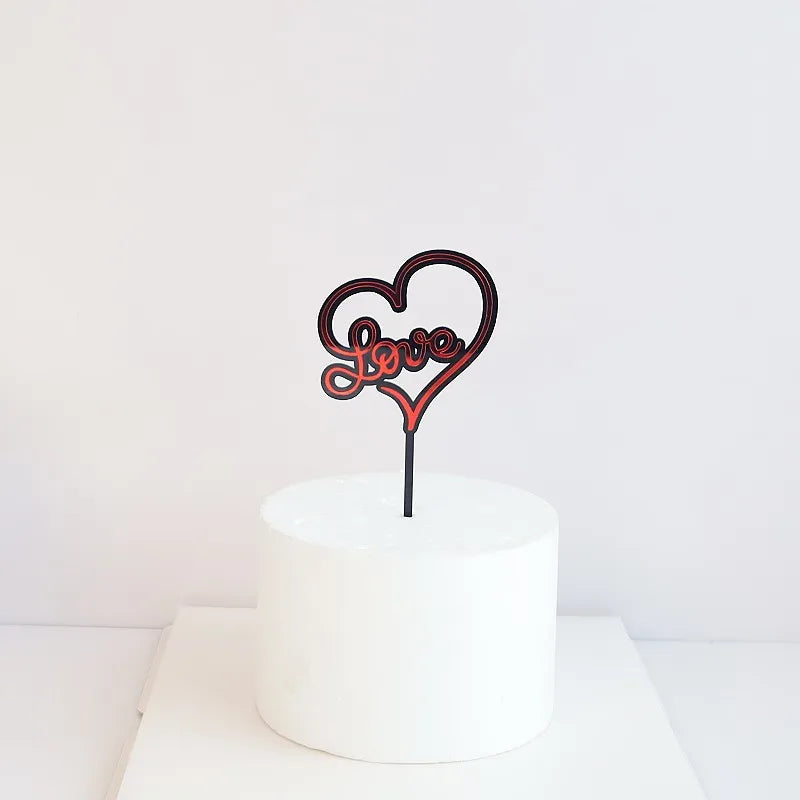 Big Red Love Wedding & Engagement Party Cake Toppers Acrylic Love Valentine's Day Cake Topper for Wedding Party Cake Decorations