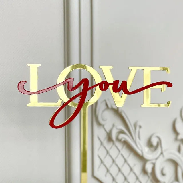 Big Red Love Wedding & Engagement Party Cake Toppers Acrylic Love Valentine's Day Cake Topper for Wedding Party Cake Decorations