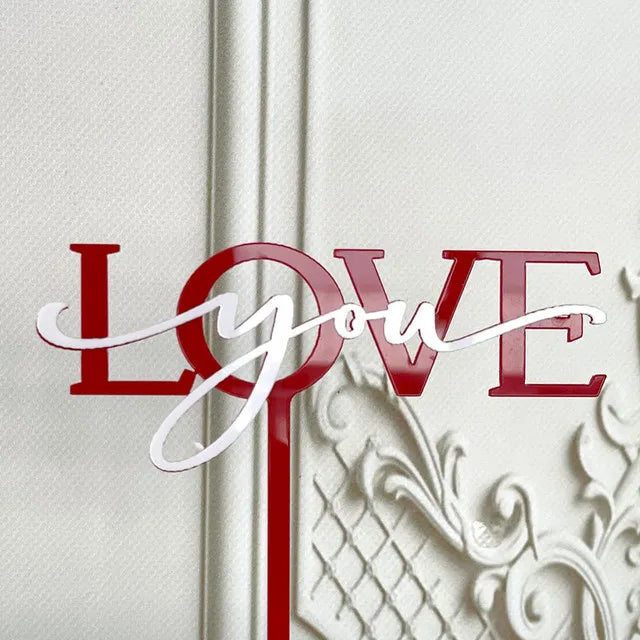 Big Red Love Wedding & Engagement Party Cake Toppers Acrylic Love Valentine's Day Cake Topper for Wedding Party Cake Decorations