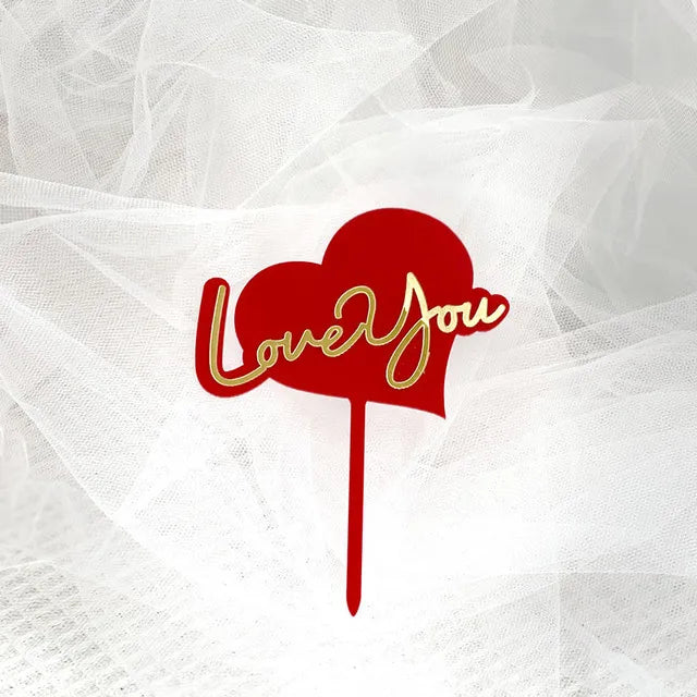 Big Red Love Wedding & Engagement Party Cake Toppers Acrylic Love Valentine's Day Cake Topper for Wedding Party Cake Decorations