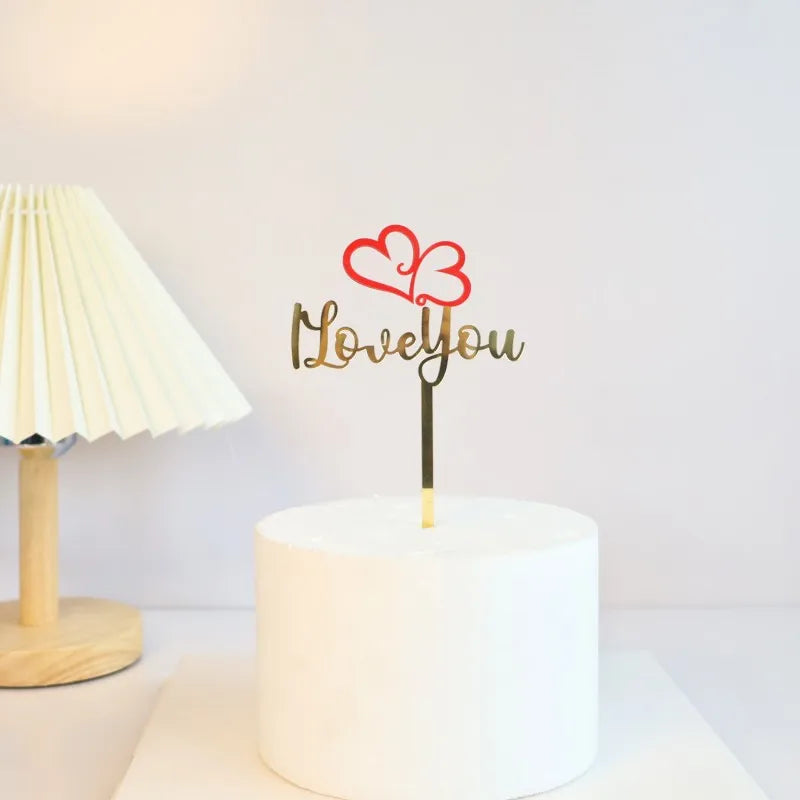 Big Red Love Wedding & Engagement Party Cake Toppers Acrylic Love Valentine's Day Cake Topper for Wedding Party Cake Decorations