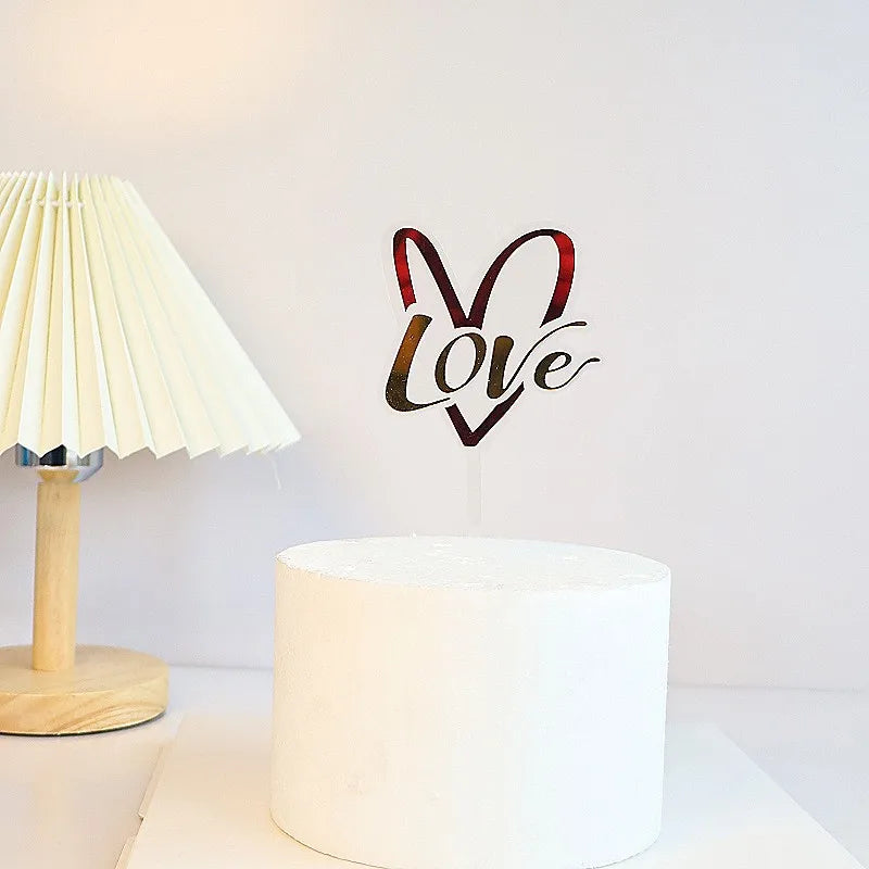 Big Red Love Wedding & Engagement Party Cake Toppers Acrylic Love Valentine's Day Cake Topper for Wedding Party Cake Decorations